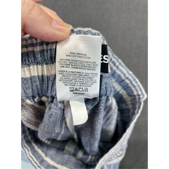 Coastal Linen Split Leg Pants Express Women XS Blue White Striped Beachy Relaxed - Picture 9 of 10